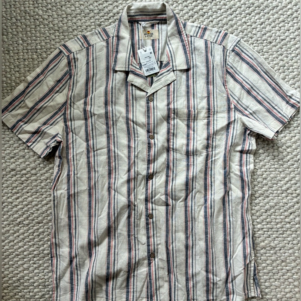 Marine Layer linen hemp camp collar shirt